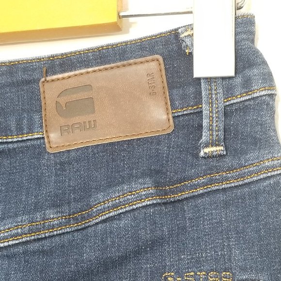 G-Star Raw Dark Wash Blue Cotton Blend Denim Pencil Jean Skirt Pockets Classic - Picture 3 of 9